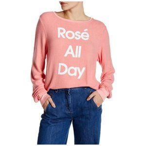 New Wildfox Pink Rose All Day Pullover Sweater L